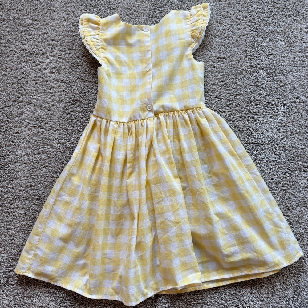 Girls sundress Yellow Plaid summer dress flutter short sleeve size 6 - Picture 8 of 9